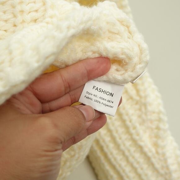 NWT Fashion Womens Open Knit Cropped Cardigan Button Pocket Front Cream Size XS - Picture 5 of 8